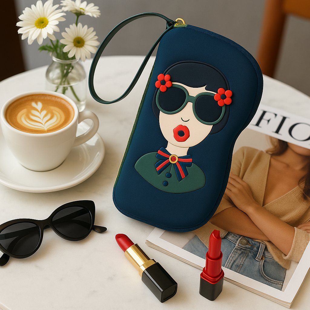 Green Silicone Glasses Case with Carrying Strap