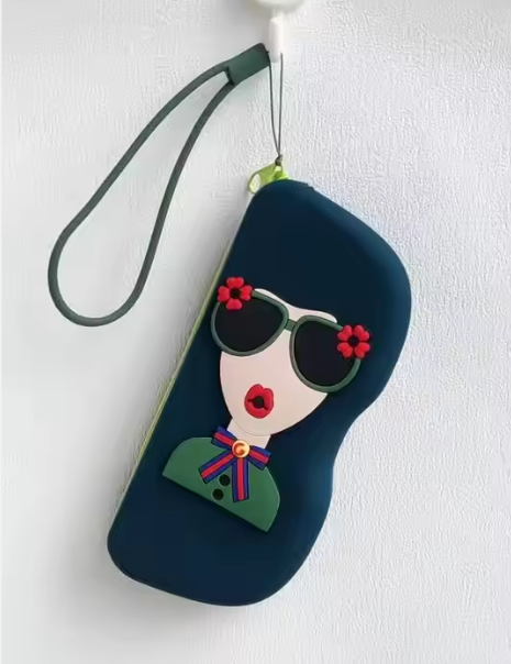 Green Silicone Glasses Case with Carrying Strap