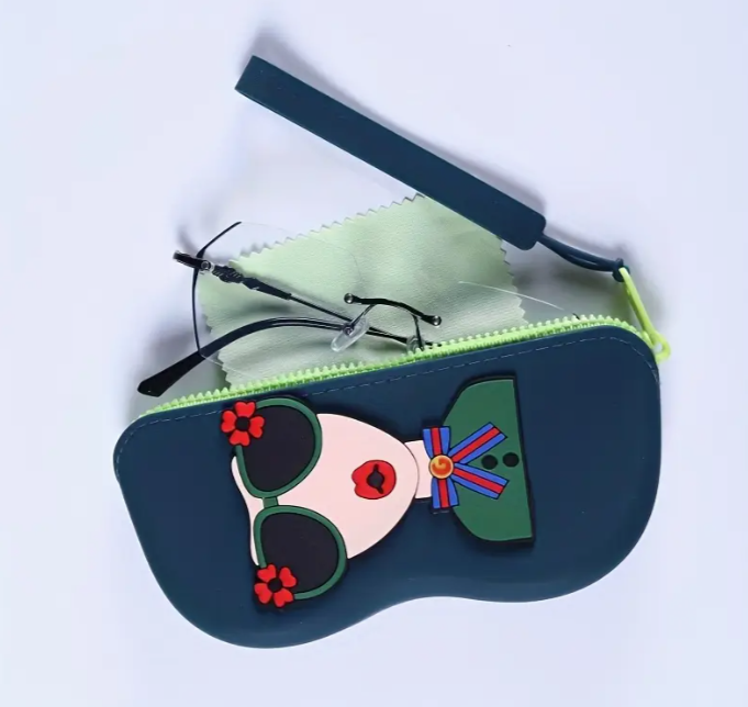 Green Silicone Glasses Case with Carrying Strap