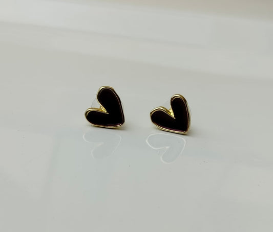 Korean Style Black Heart Studs Earrings